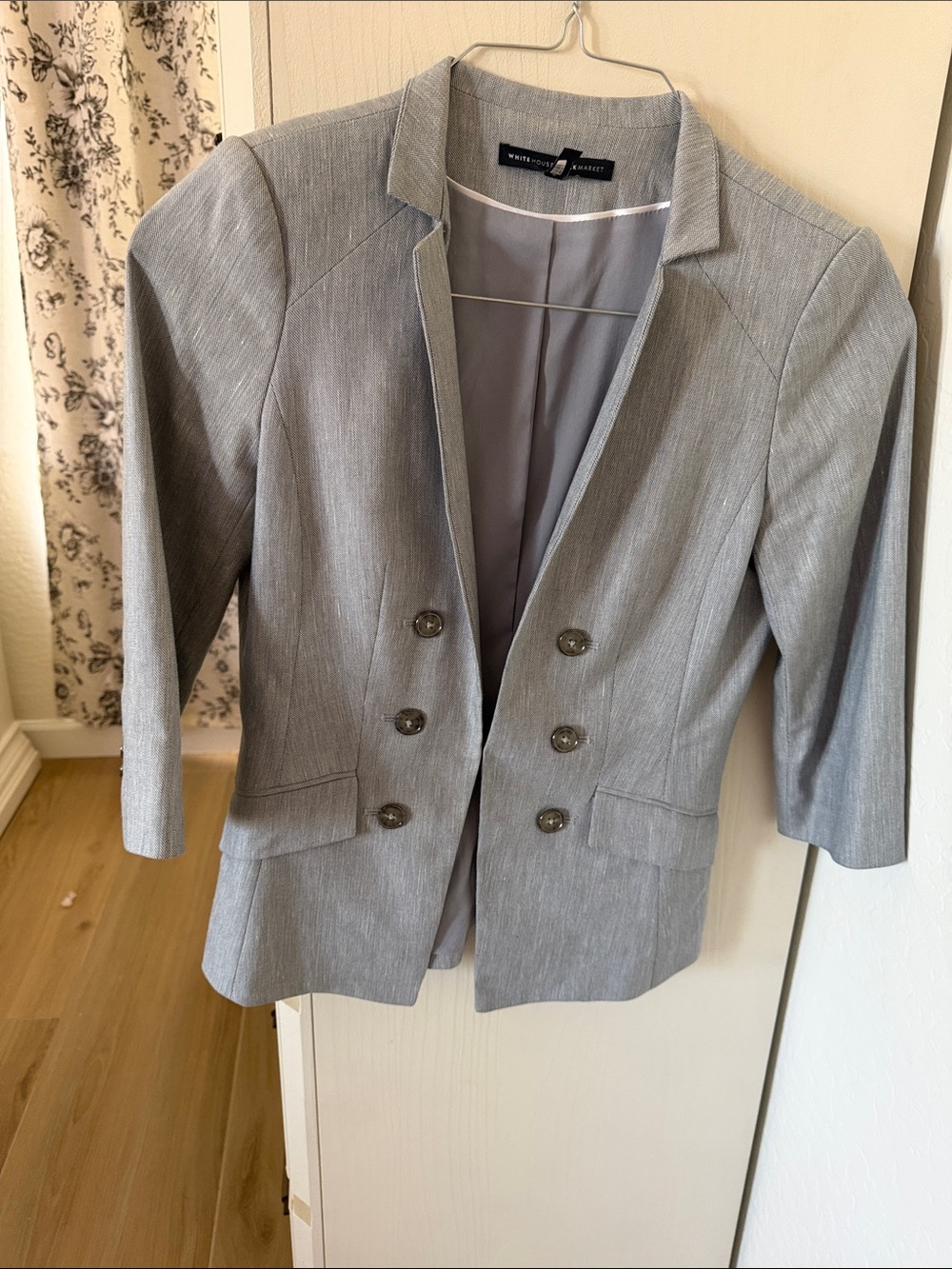 White House Black Market Light Gray Double-Breasted Blazer